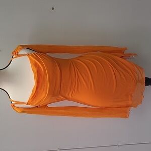 Marthea Size S Neon Orange Cowl Necked Mini Dress